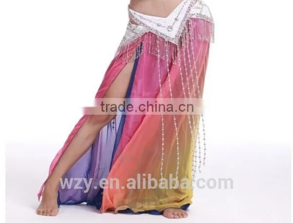 Two Layers Chiffon Colorful Silt Dress Long Sexy Belly Dance Skirt for Belly Dancer photo-6