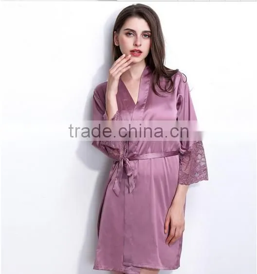 New Arrival Women's Robes Free Shipping Sleepwear Bathrobes for Female High Quality Silk Nightwear V-neck With Waistband Hot photo-3