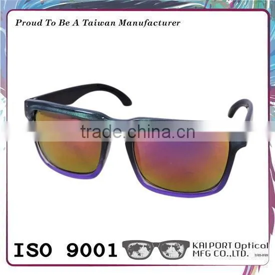 Two Tone Color Wild Style Mirror Sunglasses With Crystal Coating photo-3