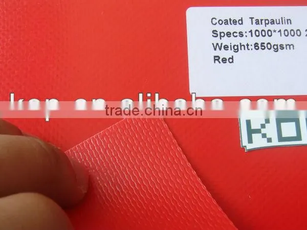 PVC Coated Tarpaulin 1000x1000D 20x20 650g Red photo-2