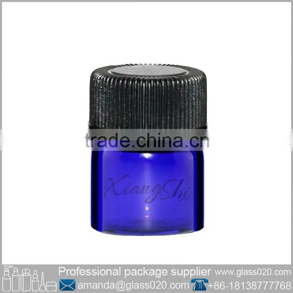 Blue 1ml Vial Glass Bottle With Black Bcap photo-4