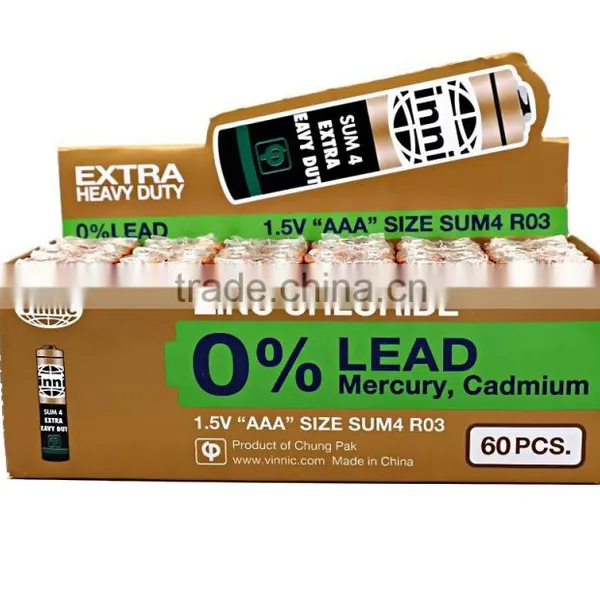 R03 AAA 0% Lead Zinc Chloride Dry Battery Sum4