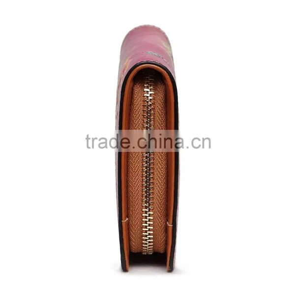 Fashion Trendy Pretty Women Rose Red Leather Zipper Clutch Wallets With Card Slots photo-4