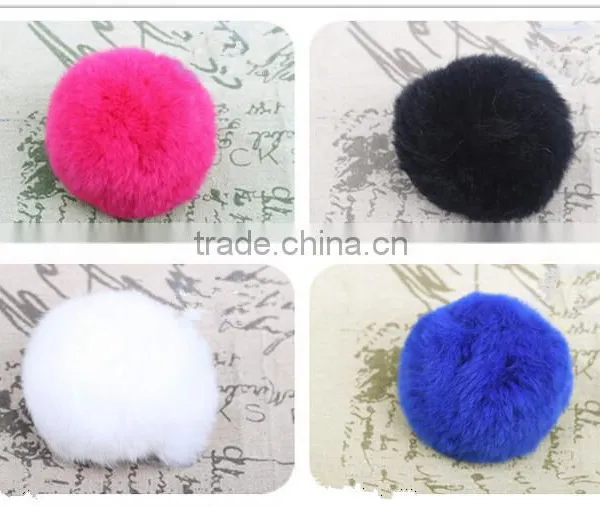 Customize Fashion Colorful Fluffy Ball Keychain / Rex Rabbit Fur Ball photo-3