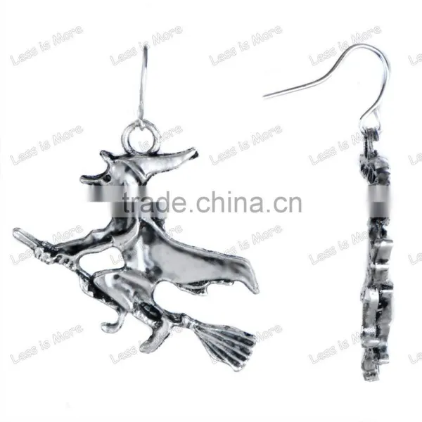 Fashion Thai Silver Witch Dangle Earrings Hook for Christmas Gift