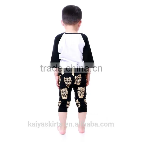 Naughty Boys Boutique Tiger Printed 2 Pcs 3/4 Sleeves Top and Pant Sets Clothing Manufacturers 2016 for Kids photo-4