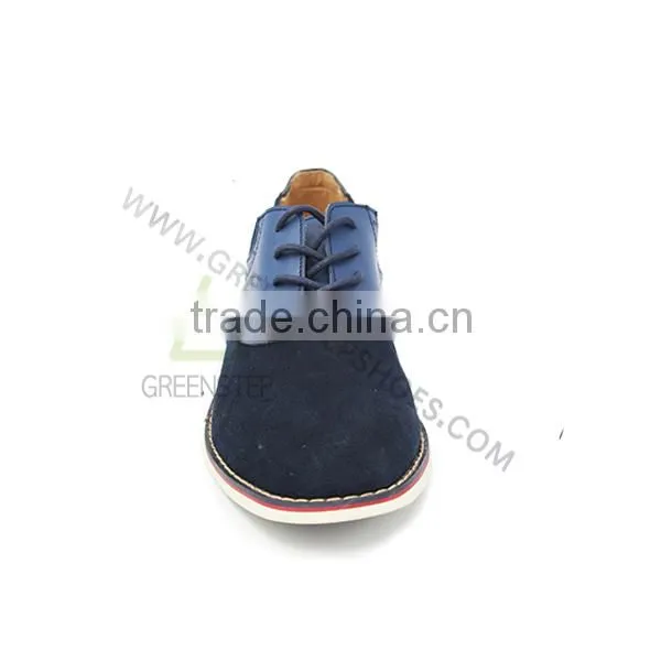 Navy Blue Cow Suede Man Leather Shoes photo-2