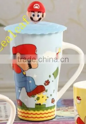 2015 New Style Fashion Print Ceramic Sublimation Cup Set With Lid Coffee Mug photo-2
