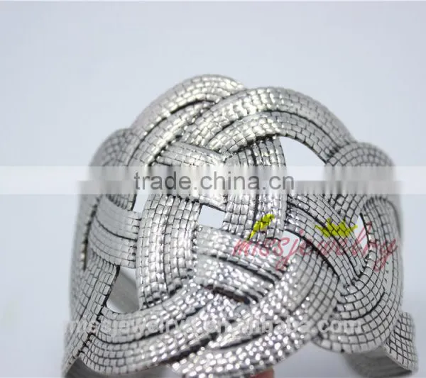 Fashion Silver Knitted Twisted Metal Women Wide Bracelet Fake Woven Cuff Bracelets Bangles for 2016 New Accessory photo-3
