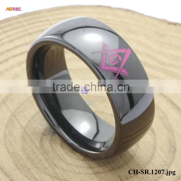 Unique Domed Titanium Ring Pink Masonic High Tech Wedding Rings On Sales