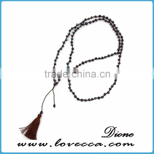 Colorful Tassel Necklace With Wooden Beads Gemstone Amulet Pendant Jewelry photo-6