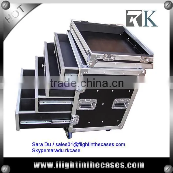 12U Rack Drawe Case With Wheels, Flight Case With 4 Drawers photo-4