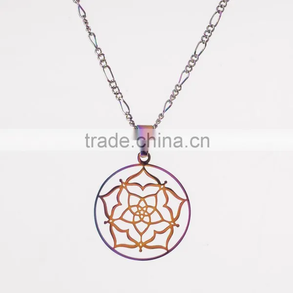 Wholesale Chakra Jewelry Fashion Long Chain Necklaces Flower Pendant photo-3