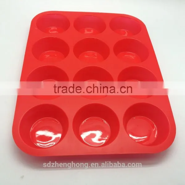 100% BPA Free 12 Cavities Silicone Muffin Pan Baking Cup photo-3