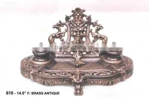 Ink Stand Brass Antique