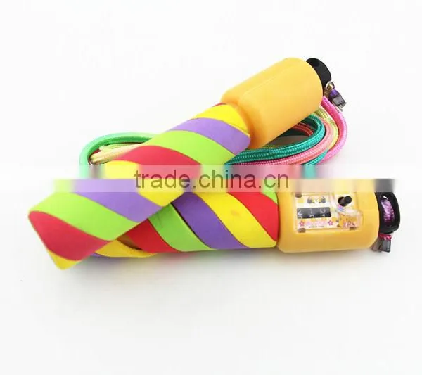 Cheap Rainbow Handle Cotton And Rubber Skipping Rope