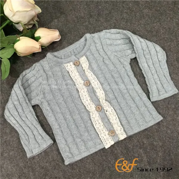 Cotton Lace Illuminative Cardigan With Wooden Buttons