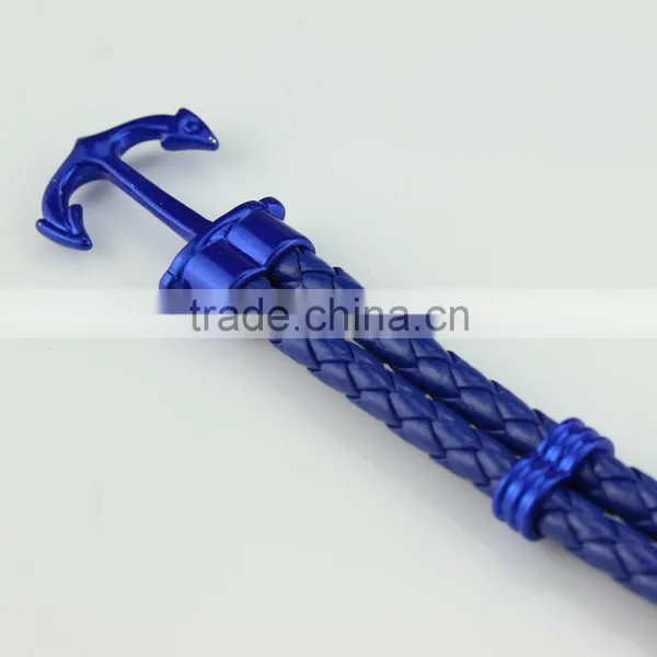 Wholesale Handmade Leather Anchor Bracelet for Men photo-3