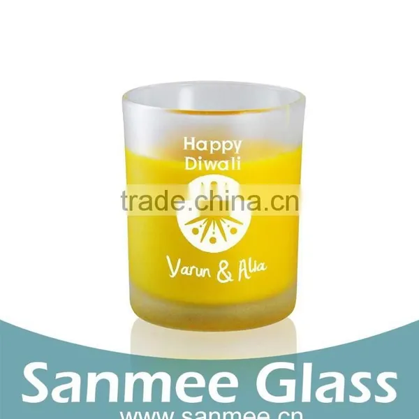 Round Gift Set Frosted Lemon Decal Glass Candle Holder photo-2