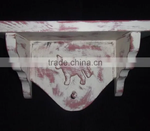 HANDMADE SHABBY CHIC DISTRESSED WOOD RUSTIC DECORATIVE HORSE WALL SHELF photo-2