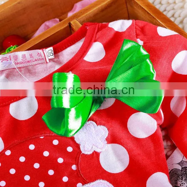 2015 New Christmas Girls Dress Long-Sleeve Dot Dresses Kids Cotton Children's Christmas Gift Party Costume Princess Dress photo-4