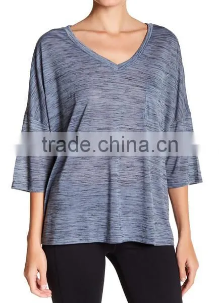 Sport T-shirts Cricket Girls Short Sleeve Tops Tees Women 3/4 Sleeve V-Neck Pocket Tee Shirts photo-4