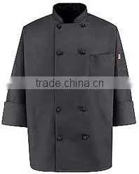 10Buttons 3/4Sleeve Black Jacket Style Executive Chef Workwear Uniform Coat W\/Embroidery Logo