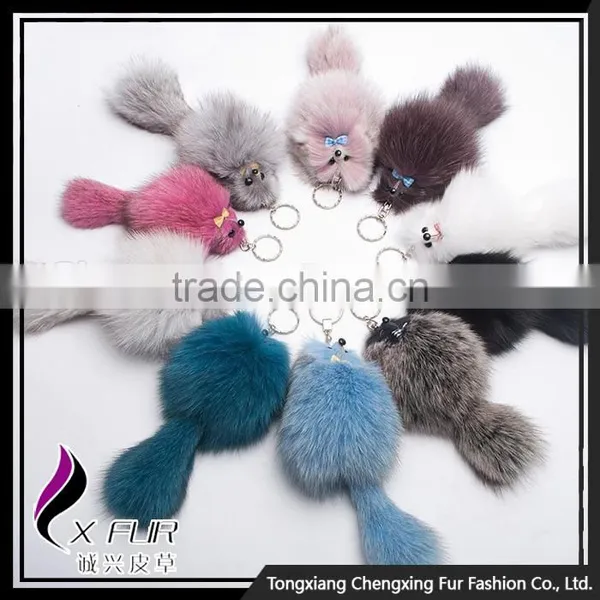 CX-R-11D New Design Colourful Animal Fox Fur Keychain photo-6