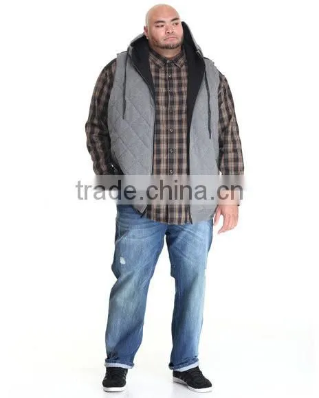 Draw-strings for Hood Adjustment Hoodie Vest Quilted Fleece Construction Sleeveless Vest Hand Pockets With Zipper photo-3
