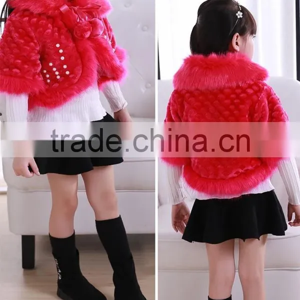 Fashion Faux Fur Cloak Coat Girls Children Cardigans Hairy Overcoat Cape Luxury Short Sleeve Top Jacket Kids Outerwear photo-3