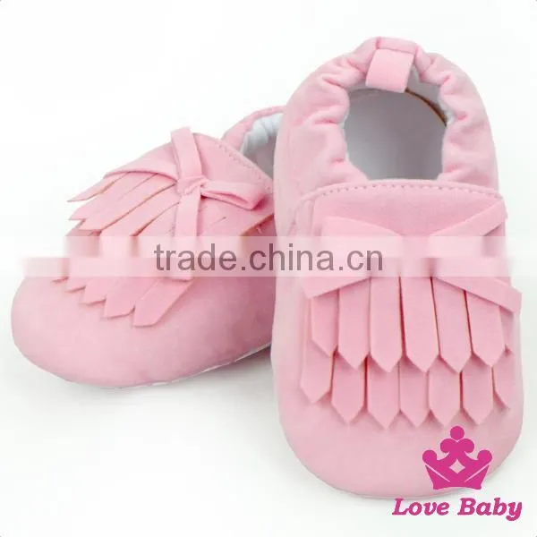 Solid Pink Color Newborn Baby Shoes Girl Fancy Baby Girls Prewalker Shoes Wholesale Kids Shoes Baby Moccasins photo-3