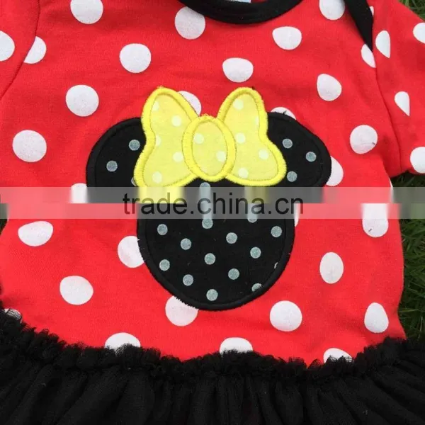 NEW ARRIVAL Newborn Girl Clothes Micky Mouse Tutu Dress Romper Red Kids Romper With Matching Necklace and Headband photo-3