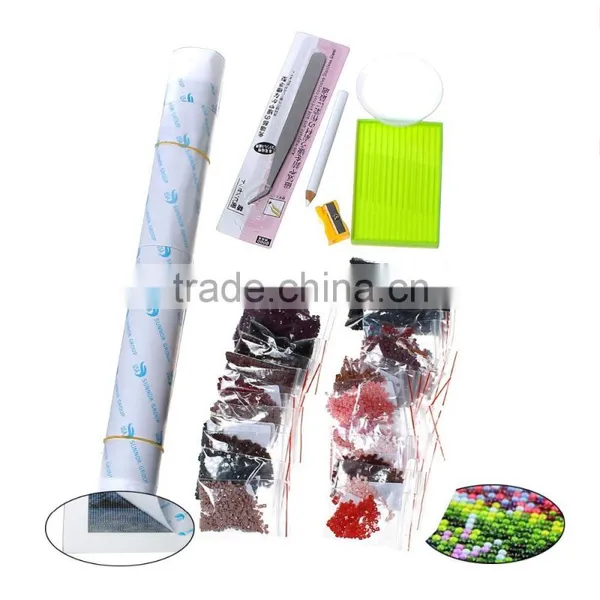 Rhinestone Multicolor Peach Blossom Wolf Pattern 35cm x 35cm Cotton Embroidery DIY Kit Diamond Painting photo-2