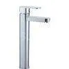 Brass Deck Mounted Bathroom Vessel Sink Faucets / Flat Handle Monobloc Basin Tap