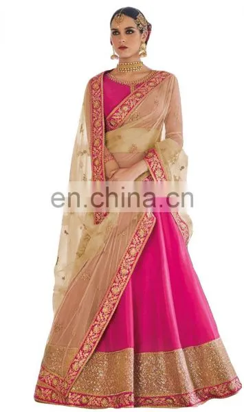 Engagement Wear Stylish Peach Color Lehenga Choli + Bottom Pant Style Anarkali Suits Dress Material 2017 photo-3