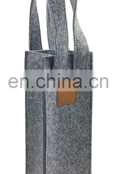Eco-friendly Wine Holder Bag Felt Printed Christmas Logo Leather Cutting Logo photo-3