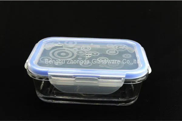 Borosilicate Rectangle Lunch Box Large Glass Mixing Bowls Glass Storage Bowl With Plastic Lid photo-4