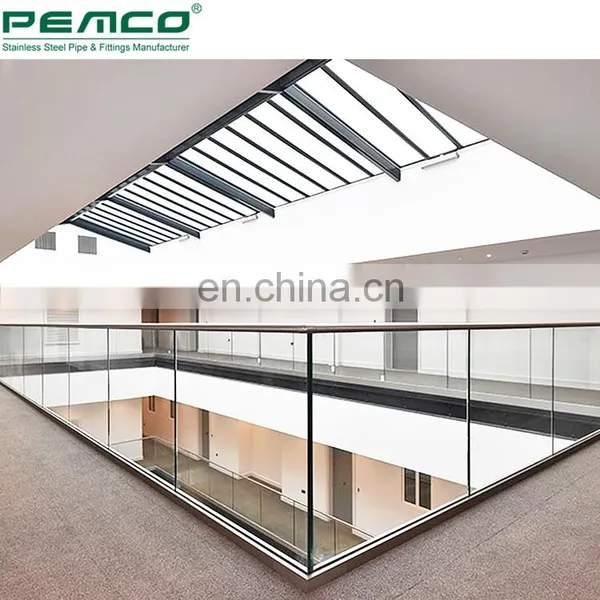 2019 PEMCO Aluminum Glass Railing Design Balcony Frameless Aluminum Glass Balustrade Stair photo-2