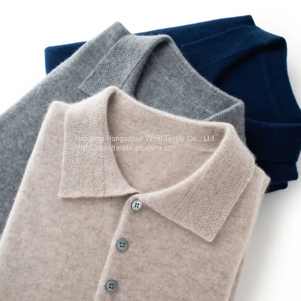 Cashmere Sweater Men's 100% Pure Pullover Cashmere Sweater With Polo Collar photo-3