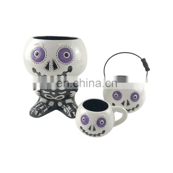 New Custom Skull Shaped Ice Ceramic Light Led Halloween Bucket