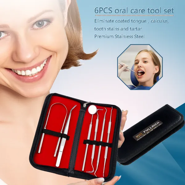Stainless Steel 5PCS Dental Tools Set Adult Oral Dental Hygiene Set With Dental Tweezers