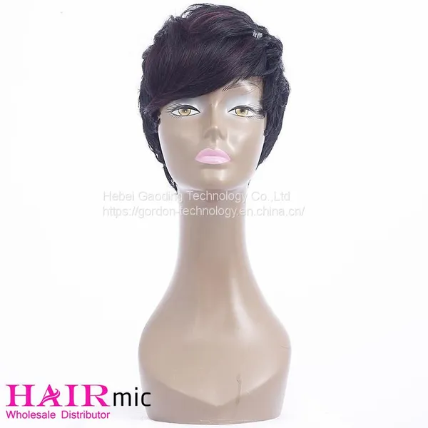 Short Wig With Long Bangs Natrual Color Full Lace Human Hair Wig photo-2