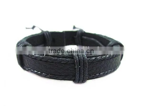 Handmade Cowhide Leather Men Wrap Slider Charm Bracelet Bangle for Gifts photo-2