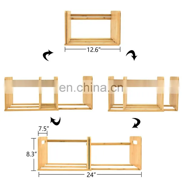 Bamboo Desktop Shelf Adjustable Countertop Bookcase Office Supplies Adjustable Desk Storage Organizer Accessories Display Rack photo-5