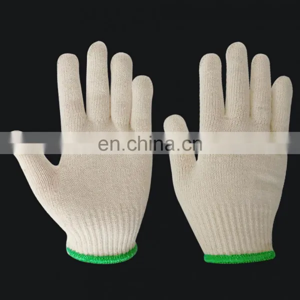 High Quality Cheap Labor Protection Gardening Durable Safety Work White Knitted Cotton Gloves photo-3