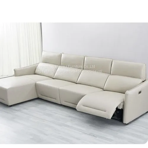 New Designer Italian Corner L-Shaped Sofa Electric Function Rear Lying Headrest Adjustable Sofa Combination photo-2
