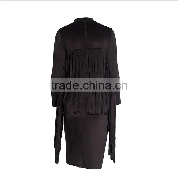 Woman Fashion Dress Personality Tassel Bandage Dress Long Sleeve Evening Dress photo-6