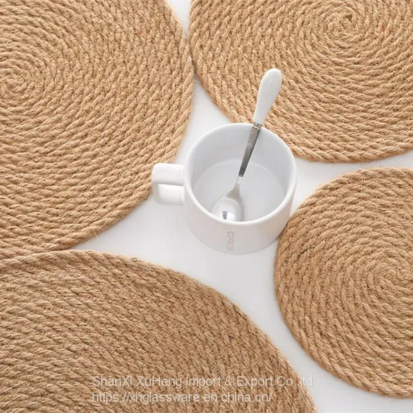 Braided Placemats for Dining Tables Woven Washable Non-Slip Place Mats Jute Fibers and Braided photo-3