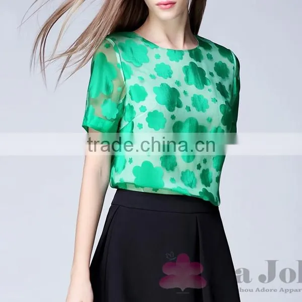 2016 Summer Fashion Lady False Two-piece Chiffon Short Sleeve T-shirt 154