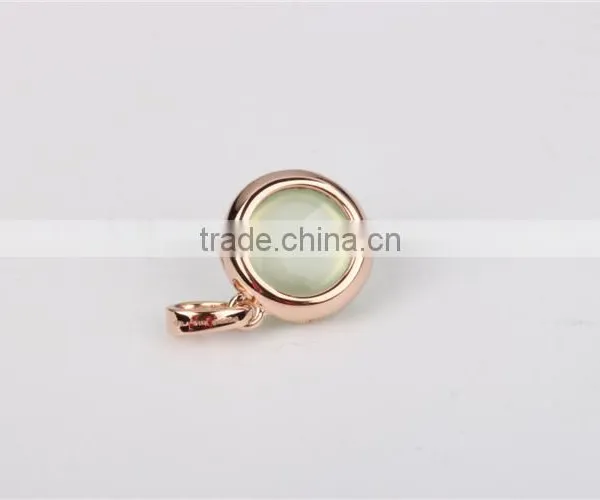 Wholesale 9k Rose Gold Pendant Natural Prehnite Handmade Green Stone Jewellery photo-4